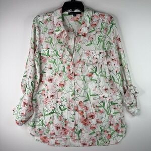 Women's Tommy Hilfiger Top Large Button Up Sheer